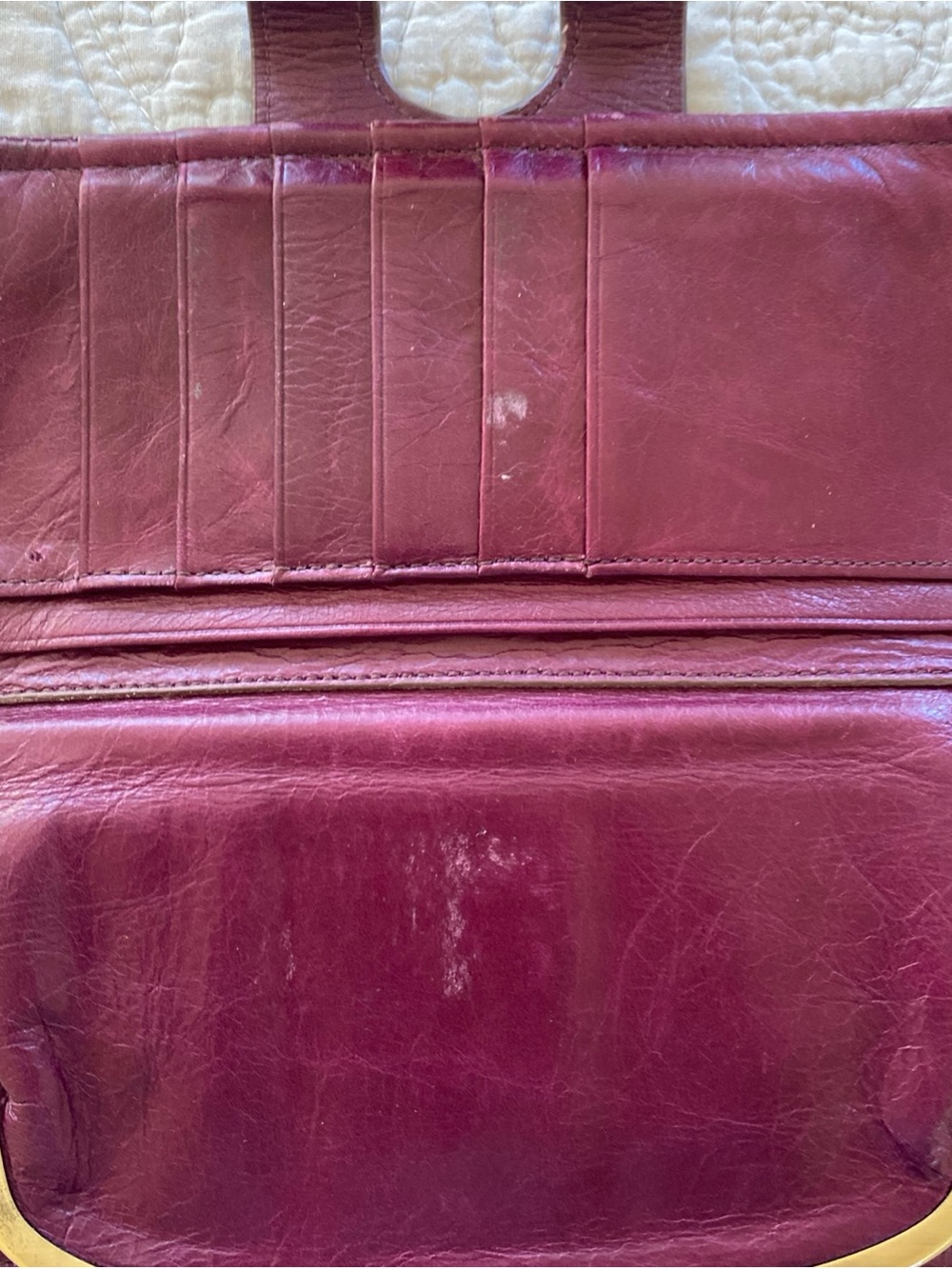 HOBO Nova Plum Purple Leather Wristlet Clutch with Gold-Tone Frame - Picture 13 of 16